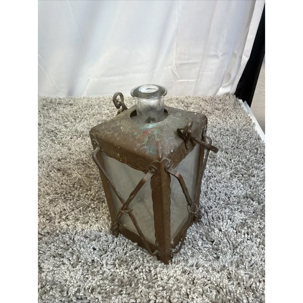 VINTAGE MID CENTURY STAMPED COPPER LANTERN DECANTER DENMARK MONSTERBESKYTTET